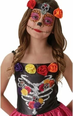 Girls Halloween Sugar Skull Day Of The Dead Costume