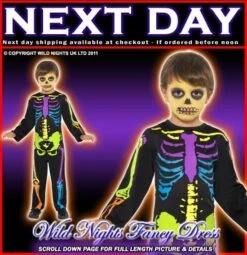 Smiffys HALLOWEEN BOYS PUNKY NEON SKELETON LARGE AGE 10-12