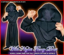 HALLOWEEN FANCY DRESS ~ BOYS GHOUL HIDDEN FACE ROBE MED AGE 5-7
