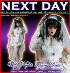 HALLOWEEN FANCY DRESS COSTUME ~ WHITE GOTHIC MISTRESS MEDIUM 10-12