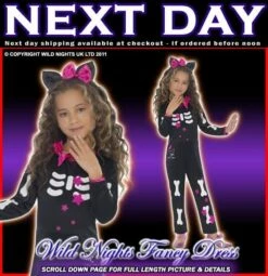 Smiffys Halloween Girls Hello Kitty Star Skeleton Costume