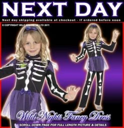 Smiffys Halloween Skeleton Skellie Girl Costume