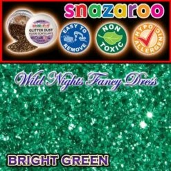SNAZAROO FACE PAINT GLITTER DUST BRIGHT GREEN 12ML TUB